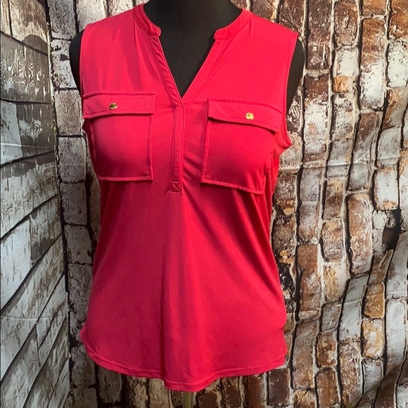 MICHAEL KORS ROSE RED SLEEVELESS TOP NWOT M - Picture 2 of 6